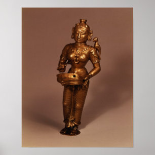 Lamp in the form of Goddess of Fortune Poster