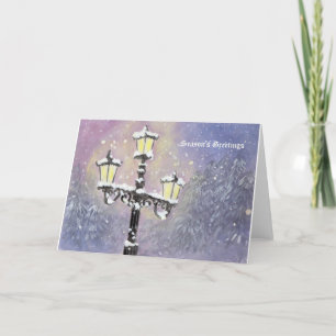 Lamp Post in Purple Holiday Card