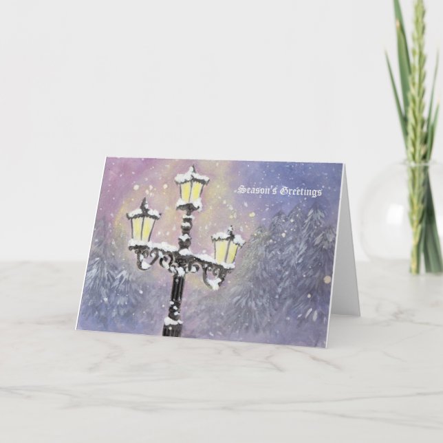Lamp Post in Purple Holiday Card (Front)