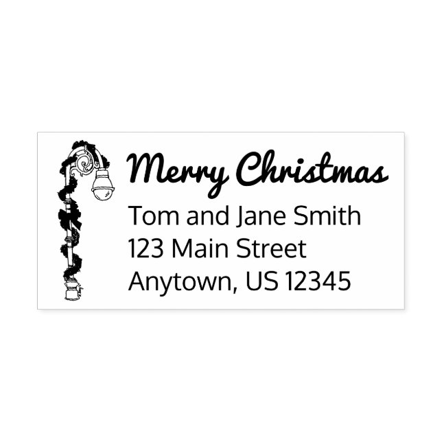 Lamp Post Light Garland Merry Christmas Holiday Rubber Stamp (Imprint)