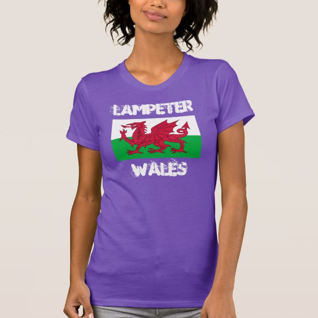 Lampeter, Wales with Welsh flag T-Shirt (Front)