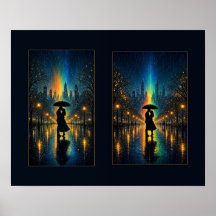 Lamplit Rainy Night Romance Couple Duo