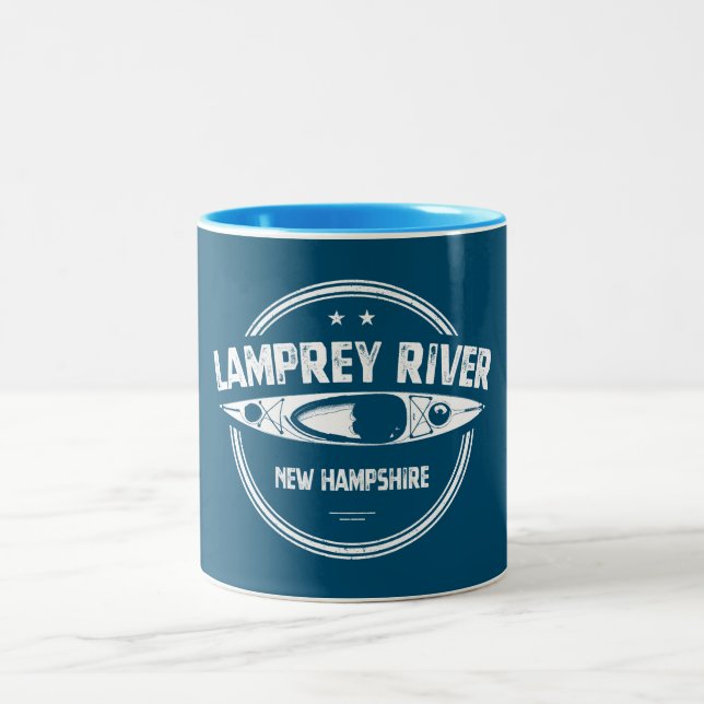 Lamprey River New Hampshire Kayaking Two-Tone Coffee Mug (Center)