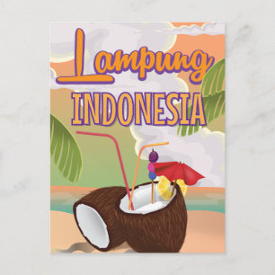 Lampung Indonesia vintage holiday poster. Postcard
