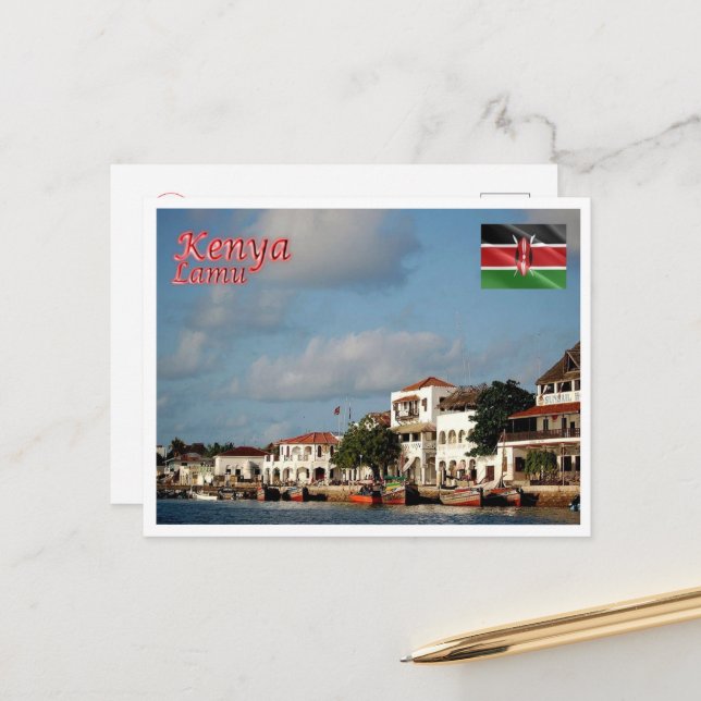 Lamu - Kenya - Panorama - Postcard (Front/Back In Situ)
