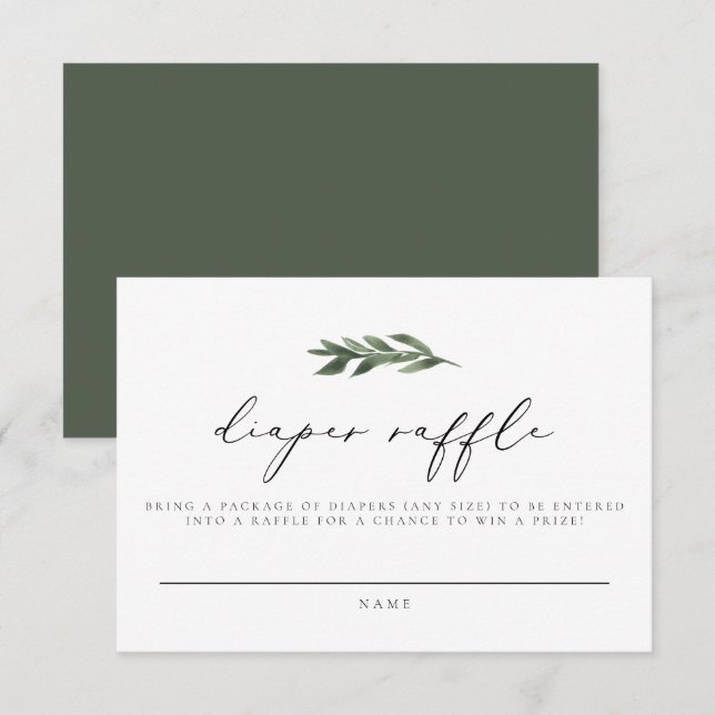 LANA-Minimalist Boho Greenery Diaper Ticket Invitation (Front/Back)