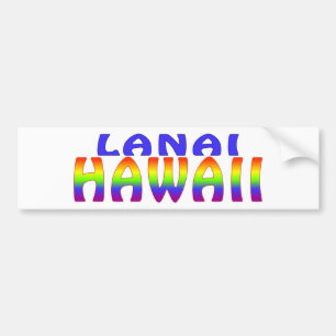Lanai Hawaii rainbow words Bumper Sticker