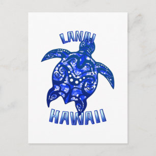 Lanai Hawaii Vacation Tribal Turtle Postcard