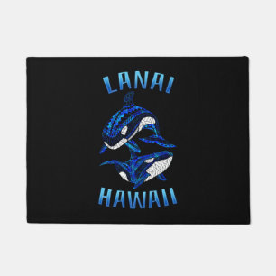 Lanai Hawaii Vacation Tribal Whale Orcas Doormat