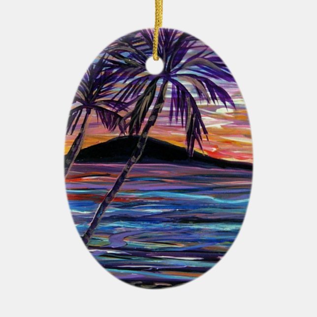 Lanai Sunset Ceramic Tree Decoration (Front)