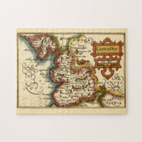 Lancashire County England Old Antiquarian Map
