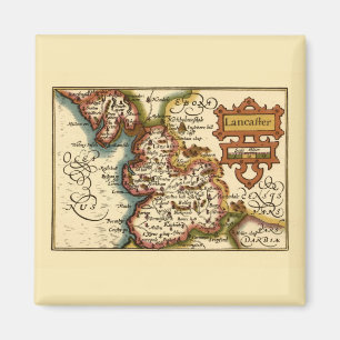 Lancashire County England Old Antiquarian Map Magnet