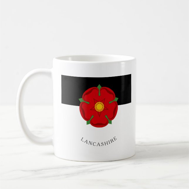 Lancashire Flag Mug - Rose, Coal & Cotton (Left)