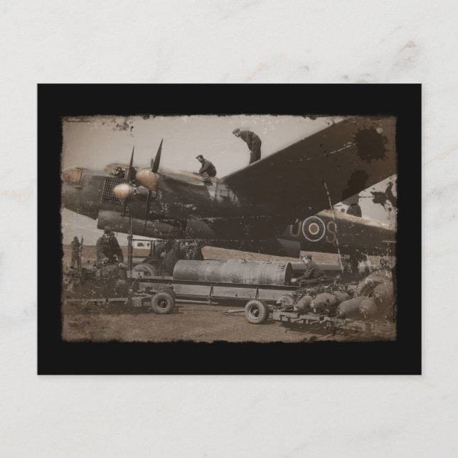 Lancaster Being Loaded with Bombs Postcard (Front)