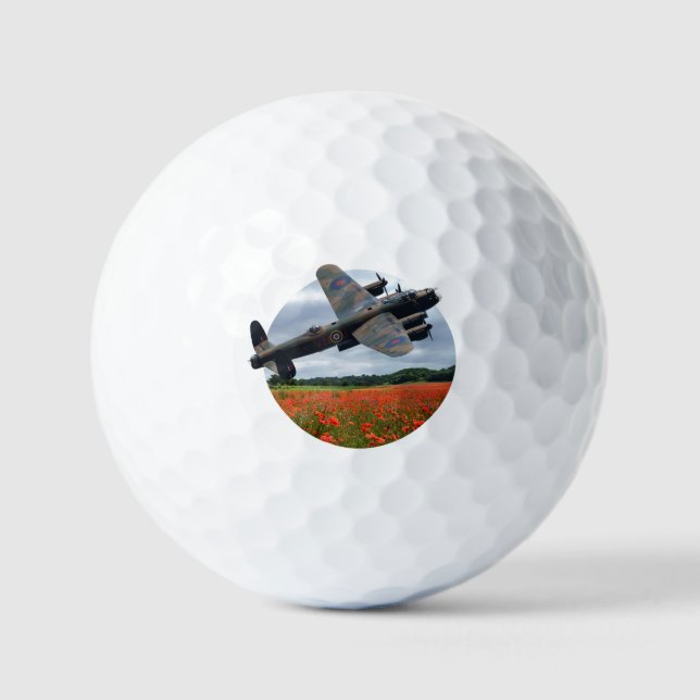 Lancaster Bomber Over A Poppy Field Golf Balls (Front)