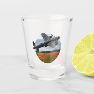 Lancaster Bomber Over A Poppy Field Shot Glass