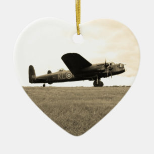 Lancaster Bomber Sepia Tone Ceramic Tree Decoration