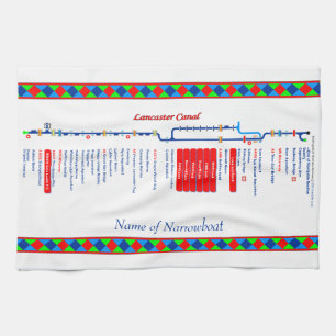 Lancaster Canal UK Inland Waterways Route Red Tea Towel