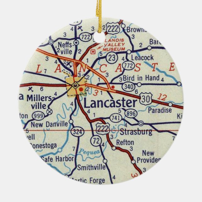Lancaster PA Ceramic Tree Decoration (Back)