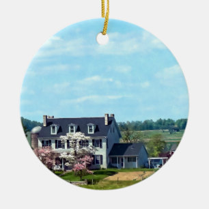 Lancaster PA - Family Farm In Spring Ceramic Tree Decoration