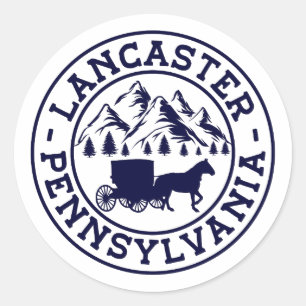 Lancaster PA Vintage Retro 70s Style  Classic Round Sticker