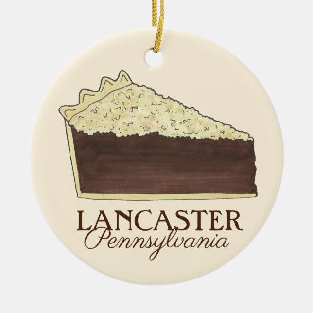 Lancaster Pennsylvania PA Dutch Shoo Fly Pie Ceramic Tree Decoration (Front)