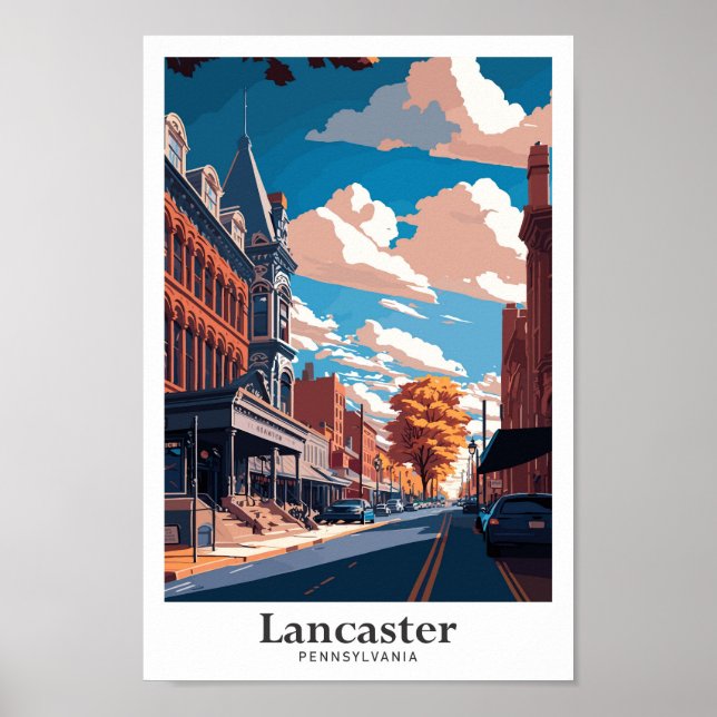 Lancaster Pennsylvania Travel Art Vintage Poster (Front)