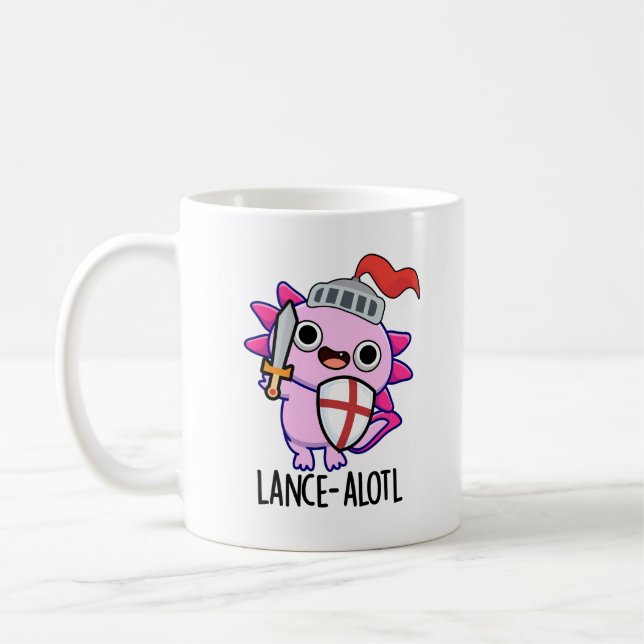Lance-a-lotl Funny Axolotl Knight Pun  Coffee Mug (Left)