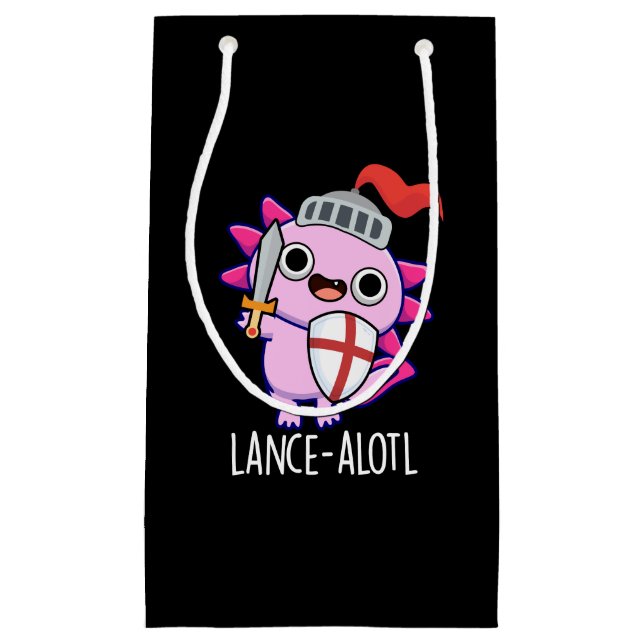 Lance-a-lotl Funny Axolotl Knight Pun Dark BG Small Gift Bag (Front)