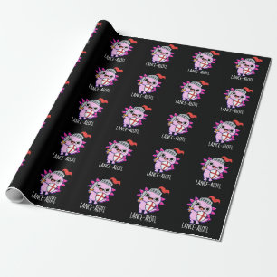 Lance-a-lotl Funny Axolotl Knight Pun Dark BG Wrapping Paper