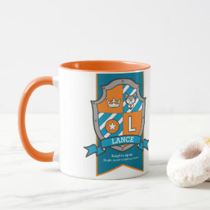 Lance letter L crest orange name meaning mug