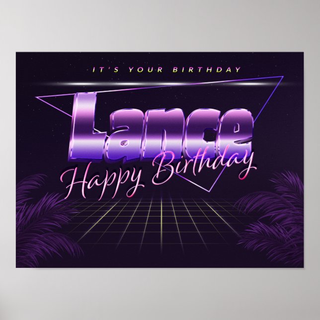 Lance Name First Name pura retro poster Birthday (Front)