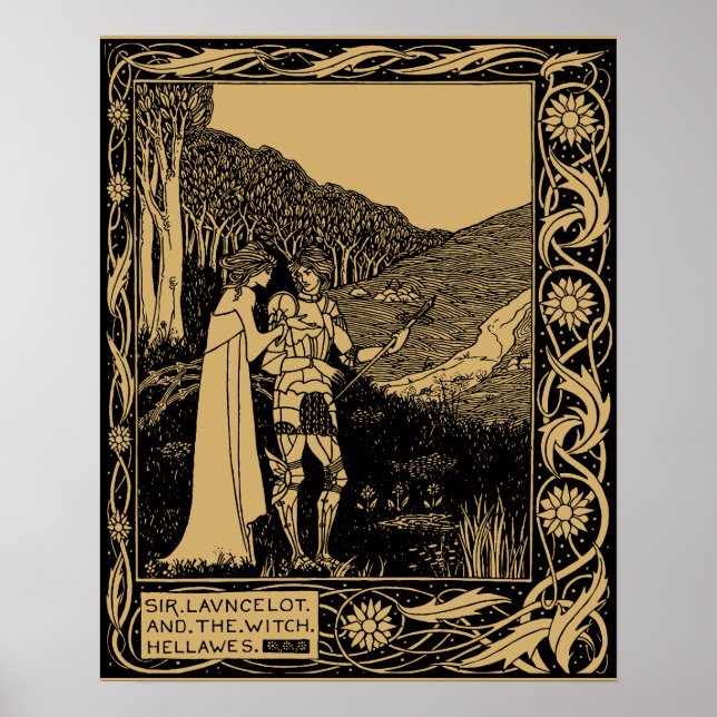 Lancelot and Hellawes by Aubrey Beardsley Poster (Front)