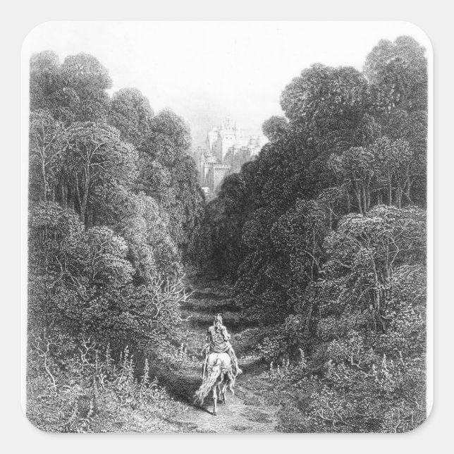 Lancelot approaches the Castle at Astolat Square Sticker (Front)