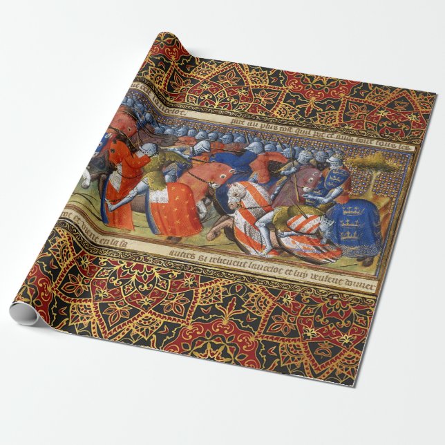 Lancelot of the Lake in the Tournament of Camelot  Wrapping Paper (Unrolled)