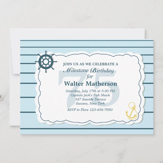 Land and Sea Nautical Invitation (Front)
