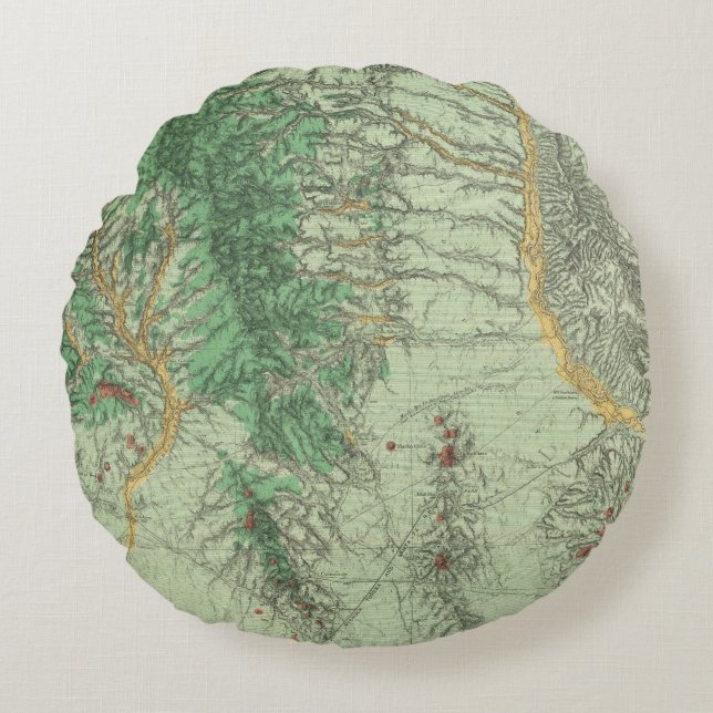 Land Classification Map of Southwestern New Mexico Round Cushion (Front)