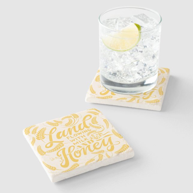 Land Flowing with Milk & Honey  Stone Coaster (Side)