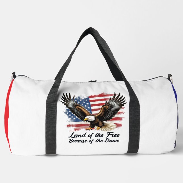 Land Free Because Brave Eagle Duffle Bag (Front)