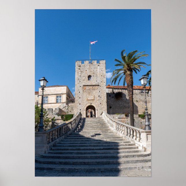 Land Gate in Korcula town - Dalmatia, Croatia Poster (Front)