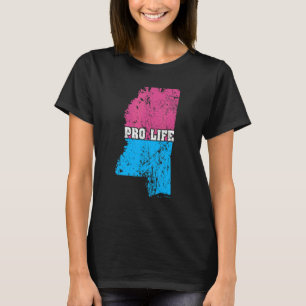 Land Map Us State Mississippi Abortion Flag Pro Li T-Shirt