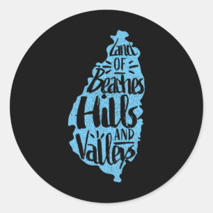 Land Of Beaches Hills And Valleys - St. Lucia Map Classic Round Sticker