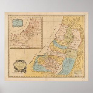 Land of Canaan (Holy Land) Map (1760) Poster