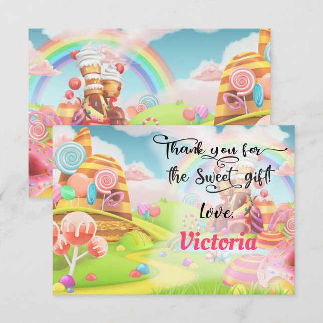 Land of Candy Birthday Thank you note invitation (Front/Back)