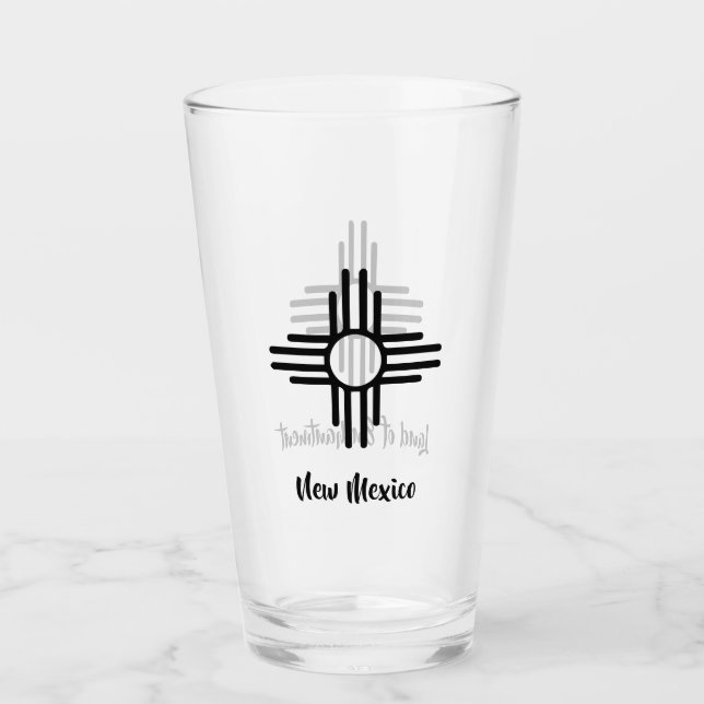 Land of Enchantment Zia Sun Symbol Beer Glass (Front)