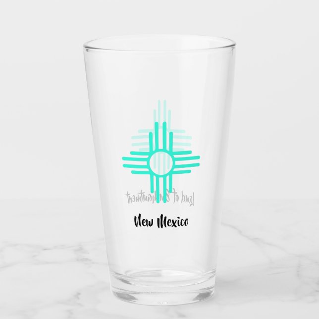 Land of Enchantment Zia Sun Symbol Beer Glass (Front)