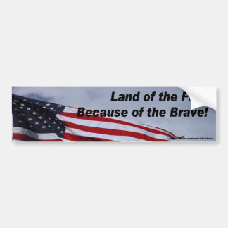 Land of Free Because of Brave Bumper Sticker