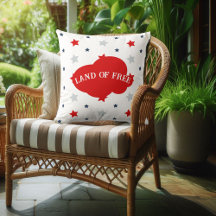 Land Of Free Blue And Red Stars Pattern Patriotic 