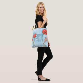 Land of Poppies Poem, Soft Blue Watercolor Tote Bag