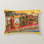 Land of Sunshine Greeting Decorative Cushion<br><div class="desc">A vintage,  retro Florida postcard repurposed on a wonderful throw pillow.</div>